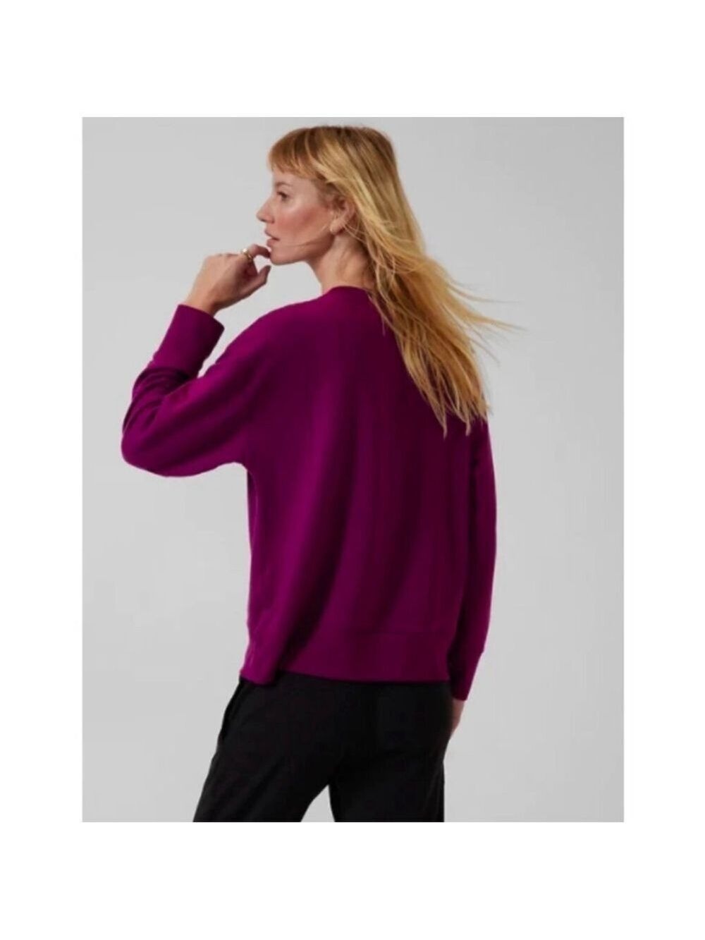 Women's Athleta Balance Henley Sweatshirt M Exotic Fuchsia